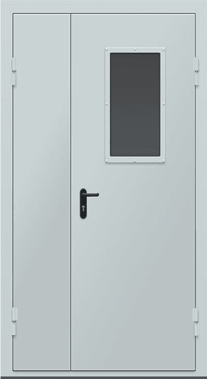 Противопожарная дверь двустворчатая EI 30 2050х1200 + окно 400*300
