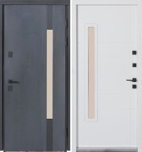 Двери ТМ Булат серия ТЕРМО HOUSE Kale модель 705/431 Темный антрацит/Белый атласный