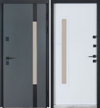 Двери ТМ Булат серия КОТЕДЖ Kale модель 705/431 Metalic Grey/Белый атласный
