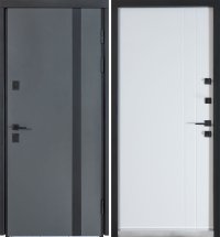 Двери ТМ Булат серия КОТЕДЖ Kale модель 710/265 Metalic Grey/Белый атласный