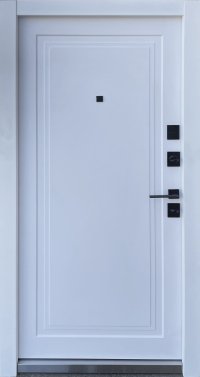 Вхідні двері ТМ Страж серія 4-К модель Florence Чорна структура софт тач/ біла емаль