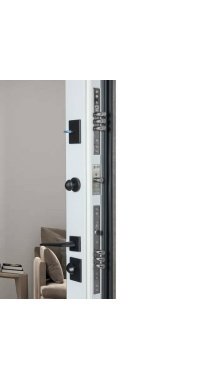 Двери ТМ Булат серия ТЕРМО УЛЬТРА Securemme модель 546/607 Рокси антрацит/Белая шагрень ЗЕРКАЛО