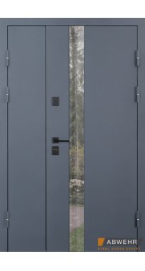 Вхідні двері ТМ Abwehr серія DEFENDER модель 506 Nordi Glass у Ral 7021/Vinorit біла+ВСМ