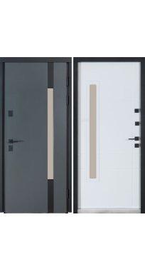 Двери ТМ Булат серия КОТЕДЖ Kale модель 705/431 Metalic Grey/Белый атласный