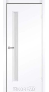 Mежкомнатные двери ТМ KORFAD EXPRESS коллекция CANTO модель Corner Glass-01 Белый мат кристалл антискретч стекло сатин
