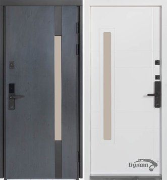 Вхідні двері Булат Термо Хаус Електро мод. 705/431 вулиця Темний антрацит / Білий атласний - Вуличні 02716 фото